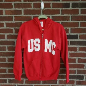 Bright Red Marine Corps Zip Up Jacket